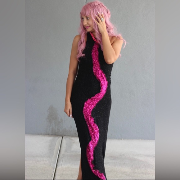 Women's Patchwork Halter Neck Maxi Dress - Small - Picture 1 of 4